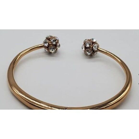 Kate Spade Gold Tone Rhinestone Hinged Cuff Bracelet - Picture 9 of 10